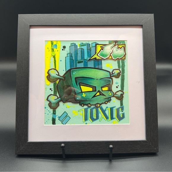 Original Skull Art “Mint Toxicity” by Independent Artist Framed Canvas - Picture 4 of 5